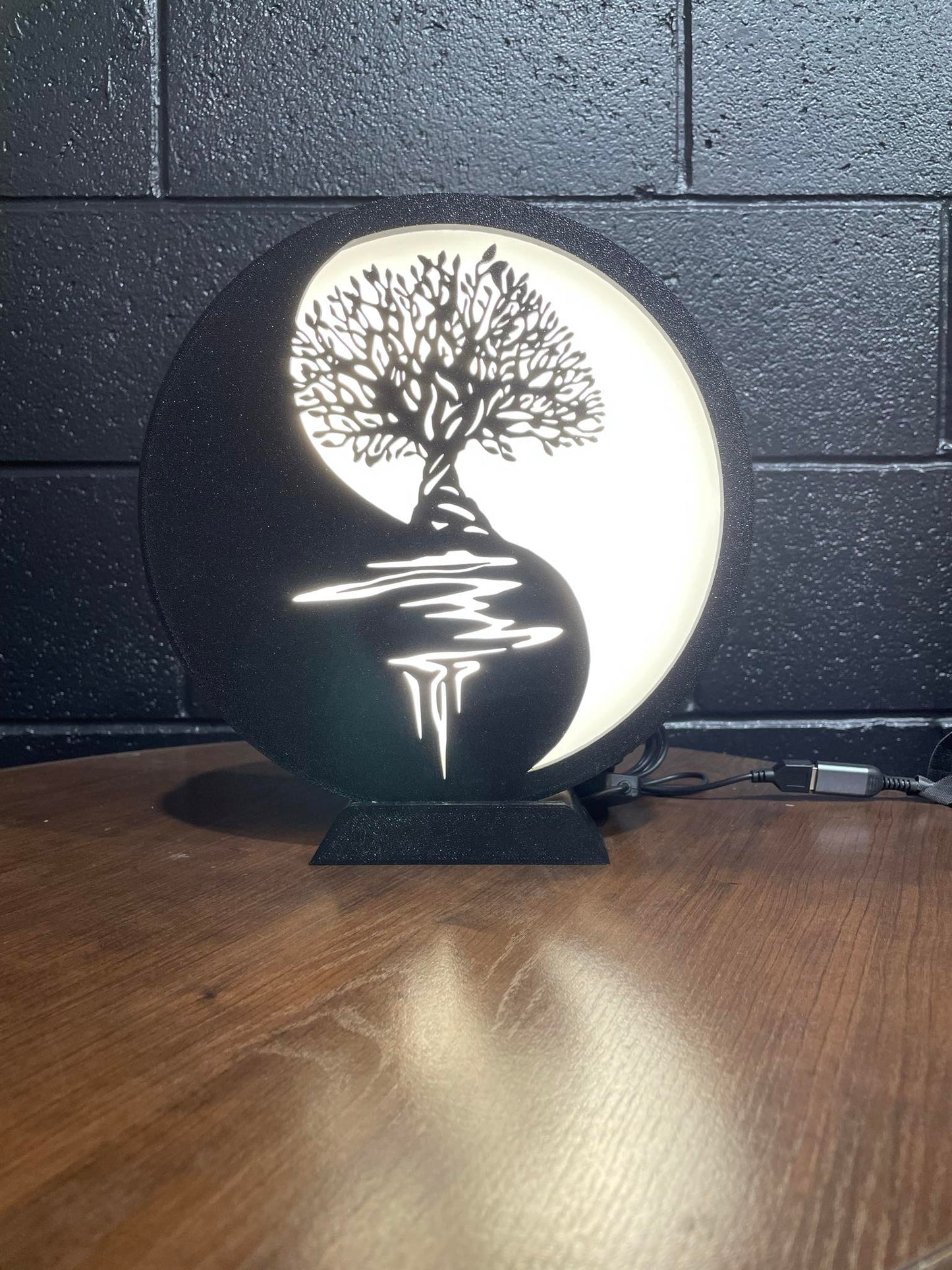 Yin Yang Balance Tree Wall Mountable,  USB powered includes base.