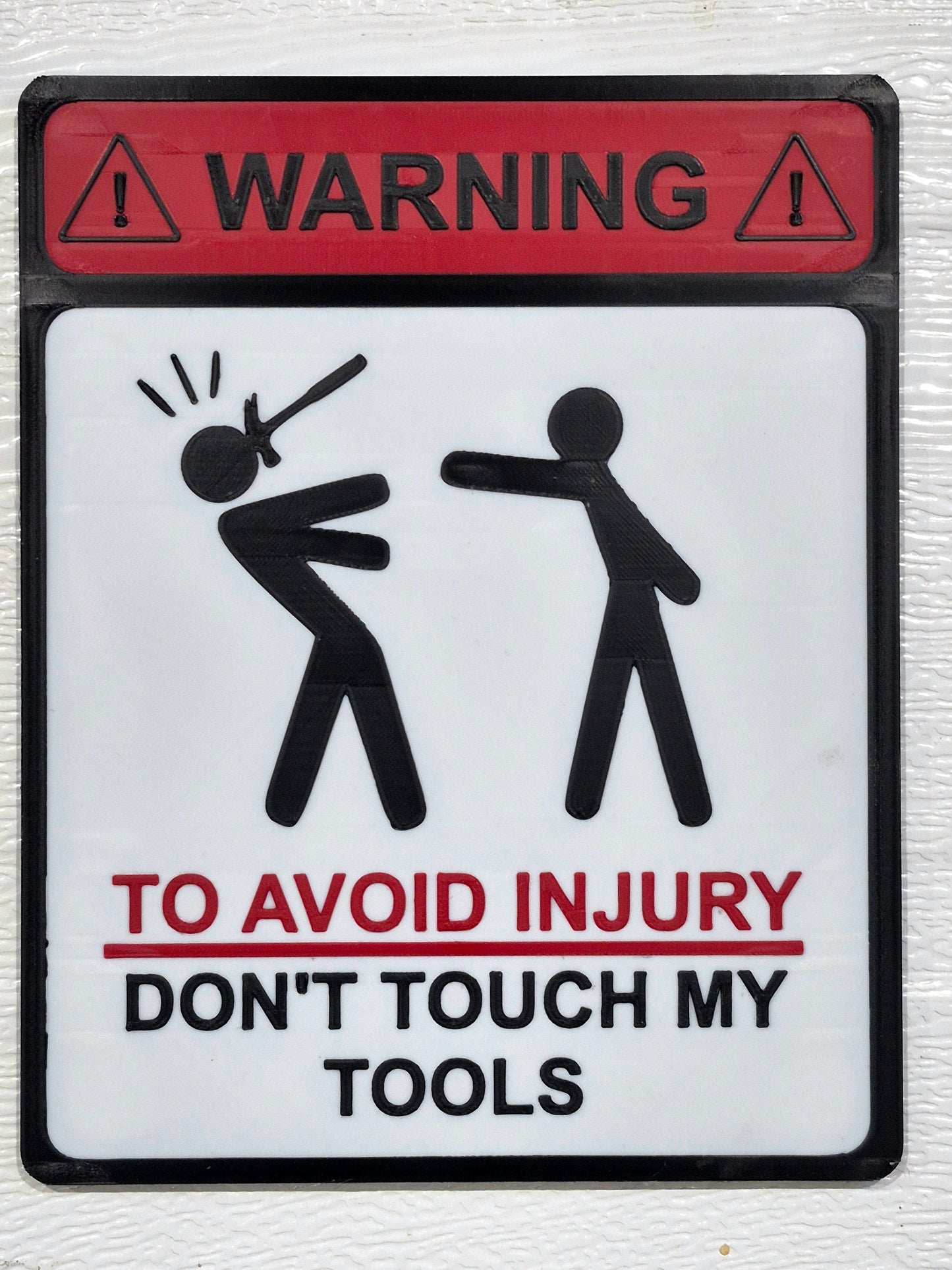 Toolbox sign. Warning! To avoid Injury...