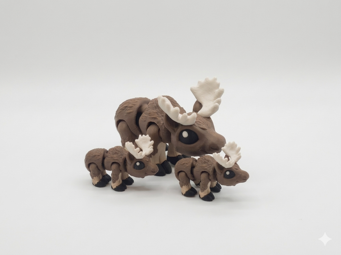 Majestic Articulated Moose Family