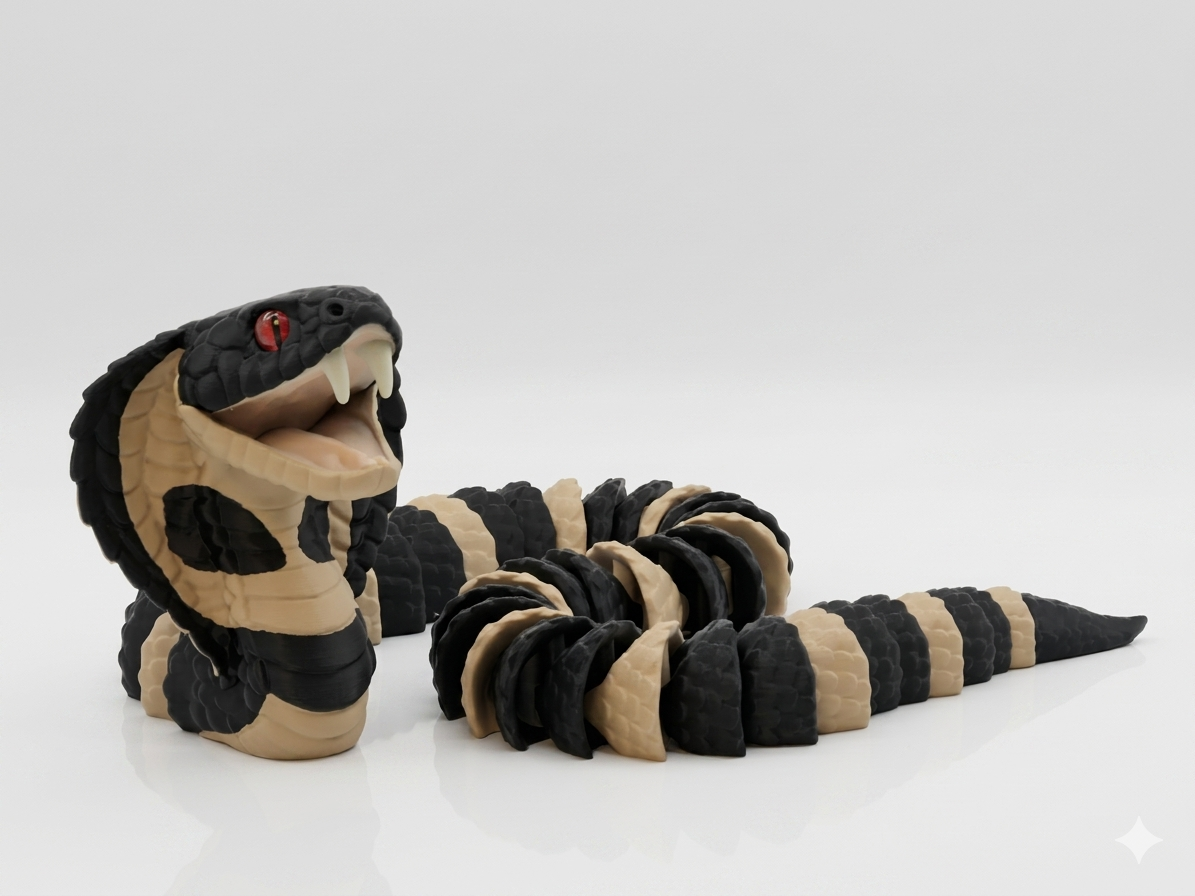 24" Articulated Cobra with Glass Eyes.