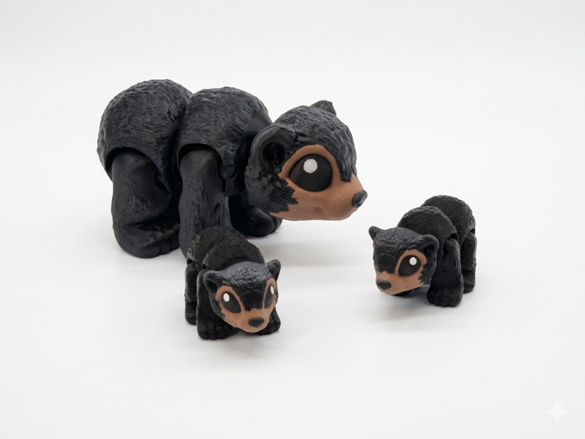 Articulated Black Bear Family