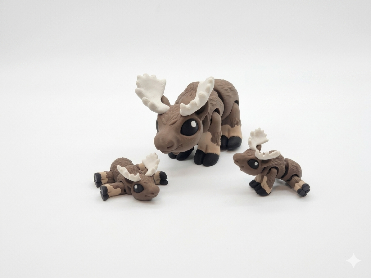 Majestic Articulated Moose Family