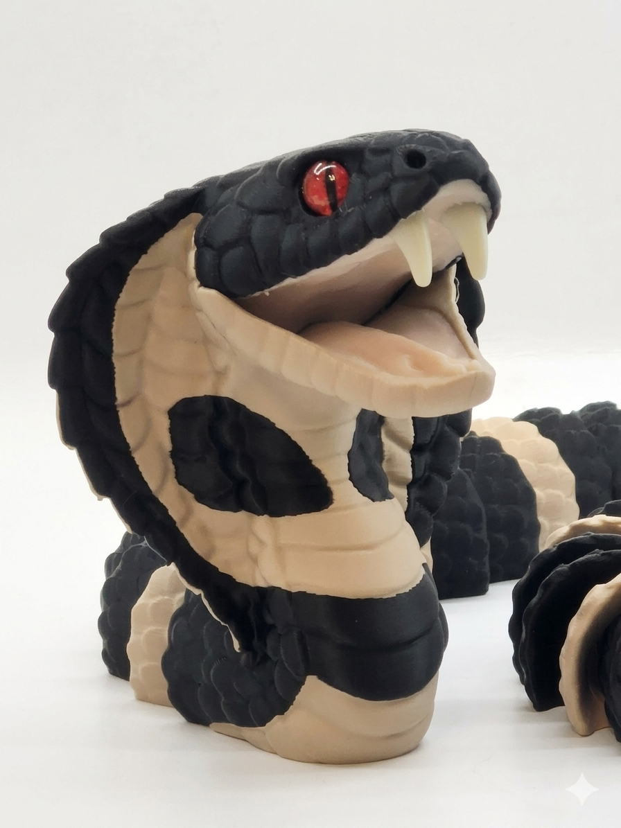 24" Articulated Cobra with Glass Eyes.